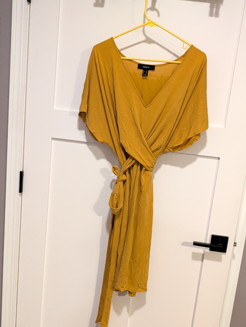 Forever 21 Golden Mustard Wrap Midi Dress